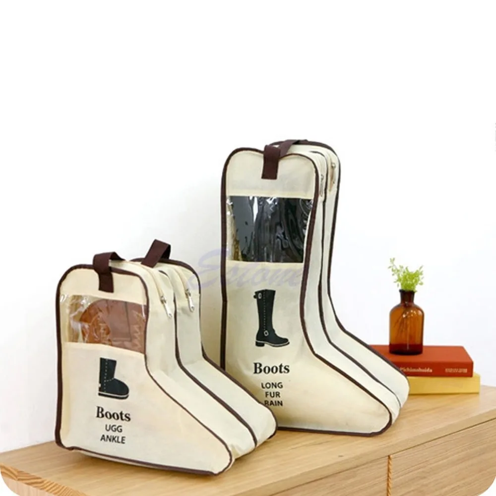 PP Long Riding Rain Ankle Boots Leather Shoes Storage Bag Organizer Case Travel Zipper bag for Boots Black Beige Drop shipping