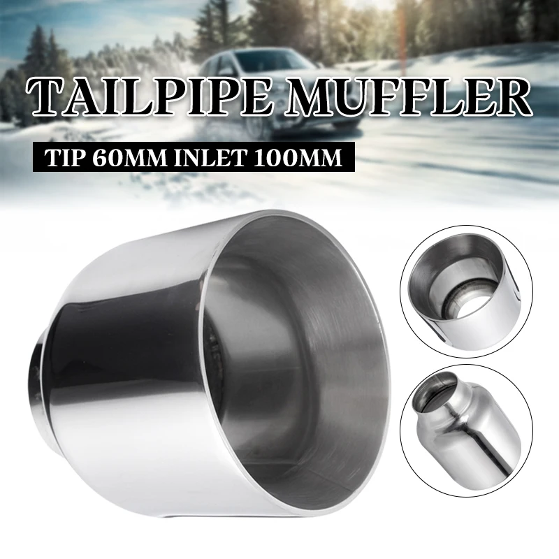 

Universal Car Exhaust Tip Auto Tail Pipe Muffler Dual Wall Angle Cut Outlet Nozzle 60mm Inlet 100mm Outlet