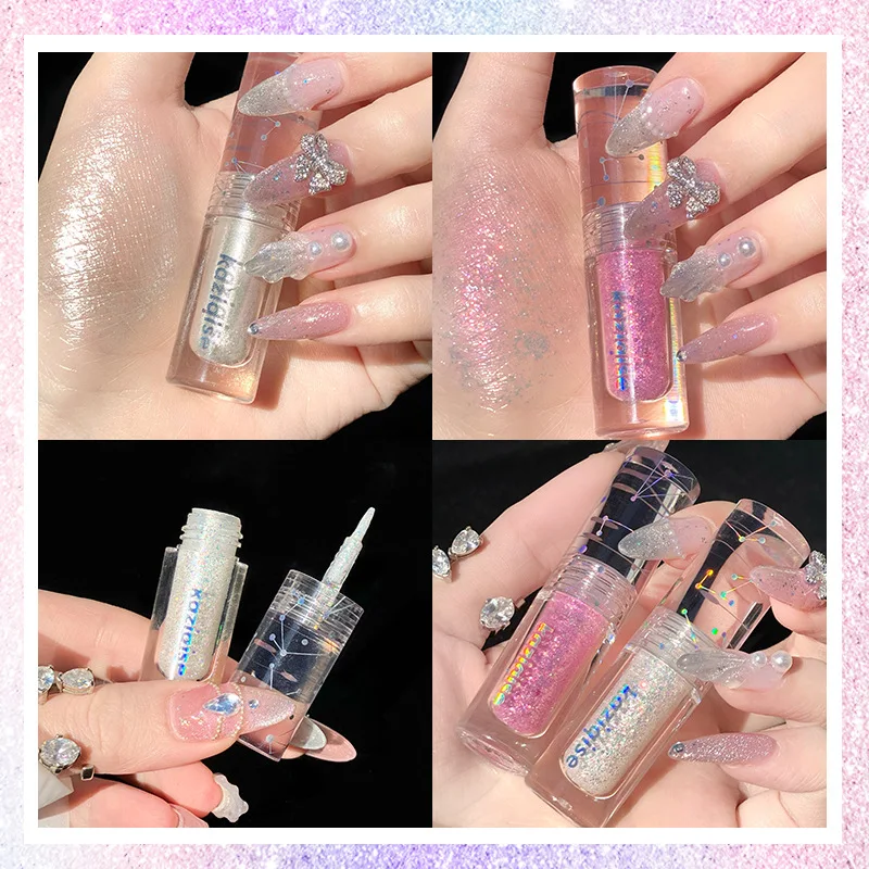 

Стеклянные персиковые яркие тени для век, палочка, мерцающие блестки, хайлайтер, жидкая подводка для век, блестки, лежащий Шелковый червь, блестящие глаза, корейский макияж