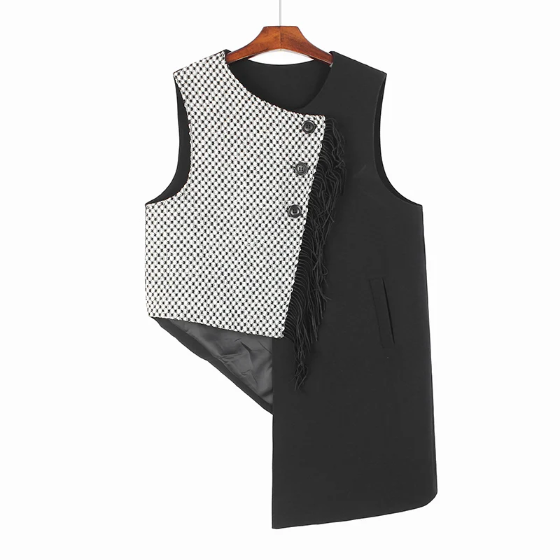 

SuperAen Original Design Vest Spring Summer 2023 Fashion High Quality Tassels Irregular Long Vest for Women