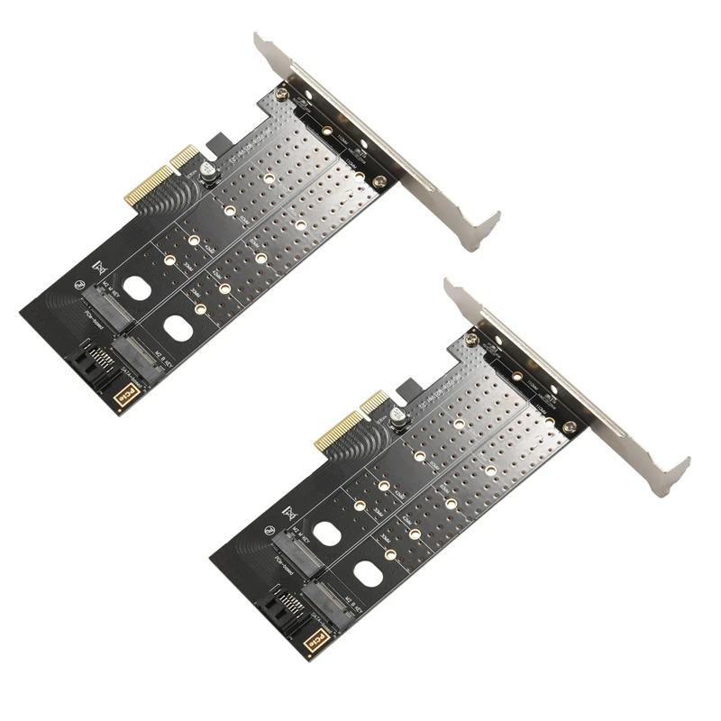 2X Dual M.2 Pcie Adapter, M2 Ssd Nvme (M Key) Or Sata (B Key) 22110 2280 2260 2242 2230 To Pci-E 3.0 X 4 Controller Card