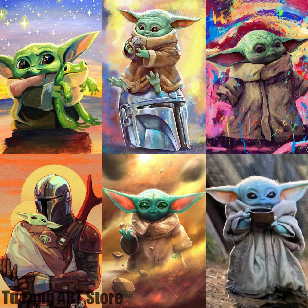 

Canvas Painting Disney Yoda Alien Brand New Inlaid Wall Art Nordic Posters and Prints Pictures for Living Kids Home Decoration