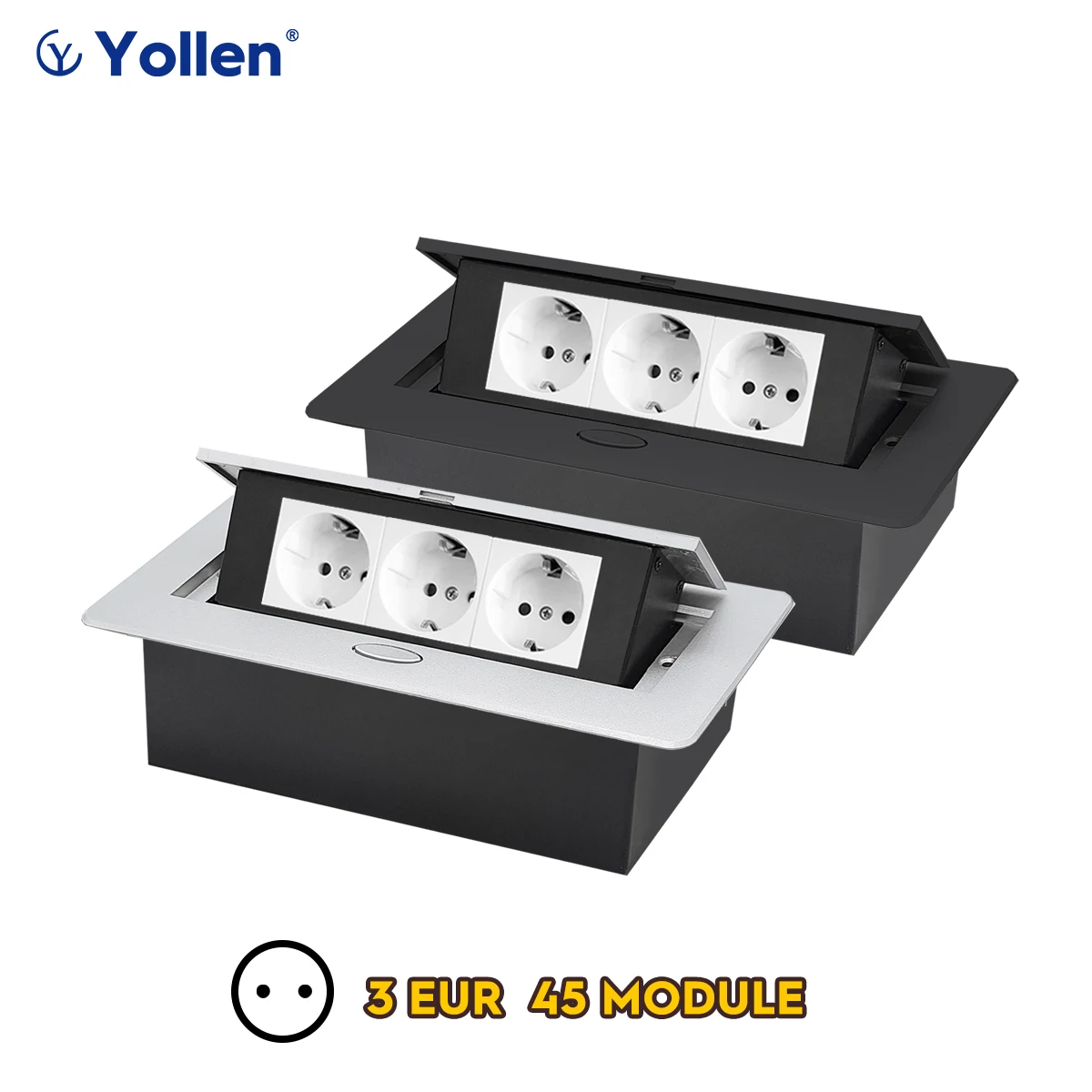 Настольная розетка европейского стандарта 2USB-порта металлическая панельная