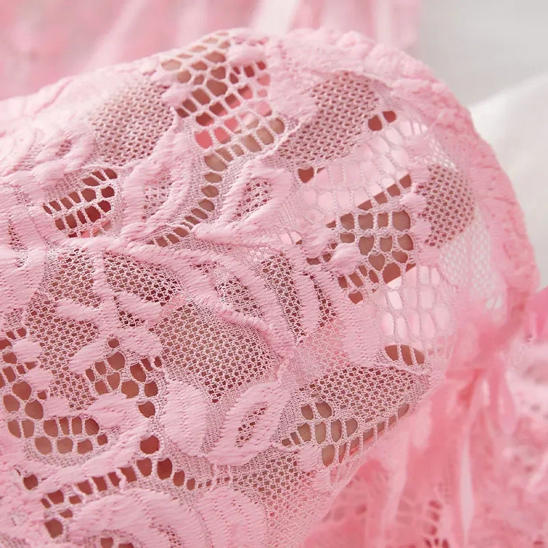 Сексуальная кружевная ночная рубашка прозрачное розовое нижнее белье женское