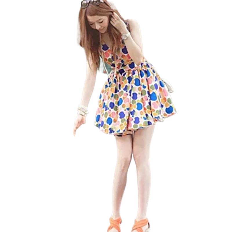 

Summer Dress High Waist Dot Chiffon Dress Summer