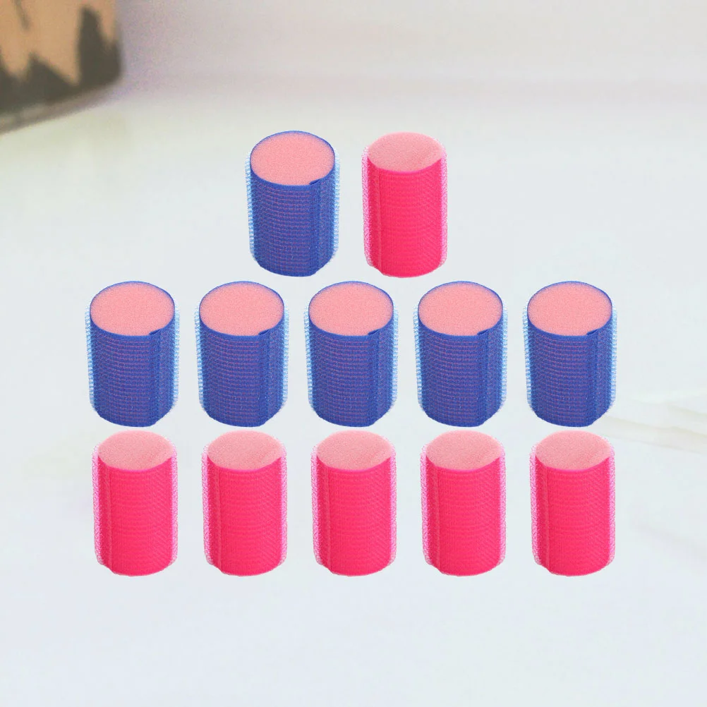 

12pcs Hair Rollers Self Grip Hair Curlers Hairdressing Curlers Self- Adhesive Hair Volume Hair Styling Tools ( Rosy and Blue )