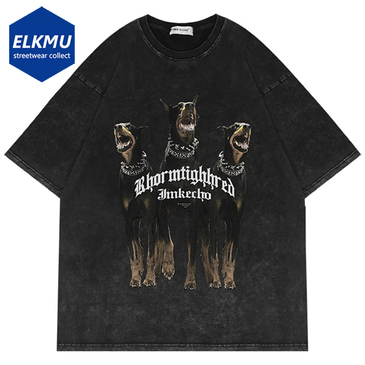 

Футболка мужская оверсайз в стиле Харадзюку, хлопковая тенниска с принтом собаки, повседневная майка свободного покроя в стиле хип-хоп, чер...