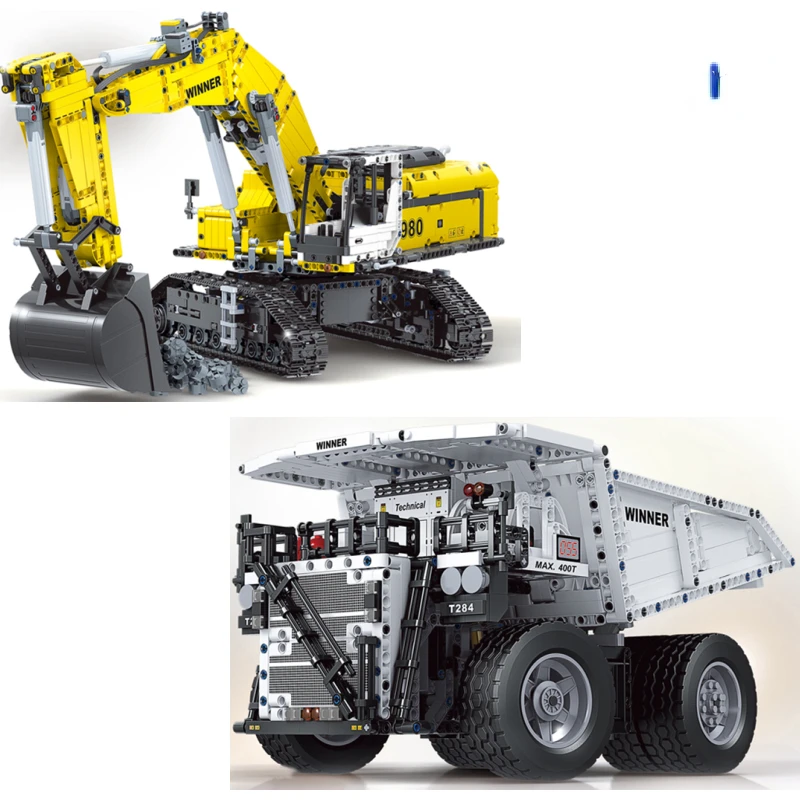 

7119 7120 7121 High-Tech RC Engineering Excavating Machinery Construction Truck Building Blocks Motor Power Car Toys Boy Gifts