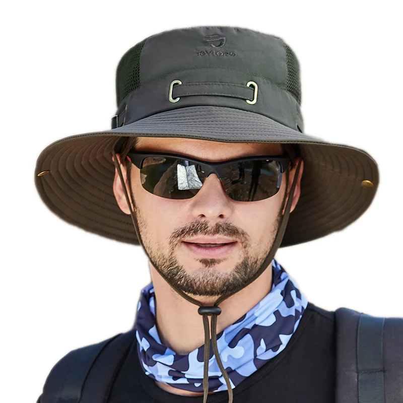 

W22 Fisherman Hat Men and Women Mesh Holes Breathable Outdoor Fishing Mountaineering Sun Hat Casual Summer New Style