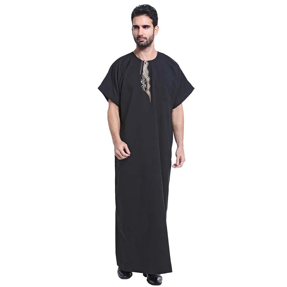 

Middle East Men's Robes Short-sleeved Loose Daily Work Business Muslim Islamic Saudi Dashiki Casual T-Shirt Men Men's Summer