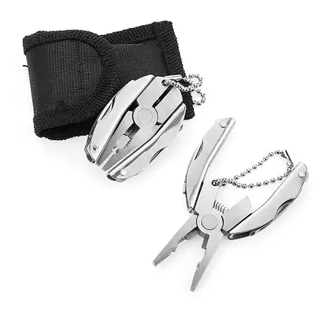 Portable pliers made of stainless steel, multi -tool: knife, keychain, screwdriver