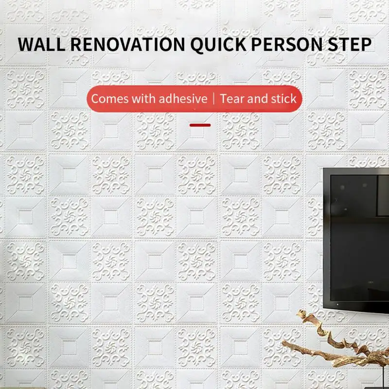 

1Pcs 3D Brick Wall Stickers DIY Self Adhensive Decor Foam Waterproof Wall Covering Wallpaper For TV Background Kids Living Room