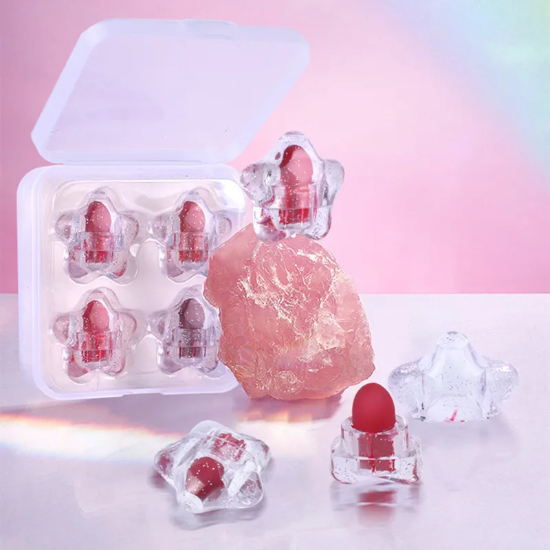 

4pcs/set Mini Capsule Lipstick Women's Cosmetic Long Lasting Waterproof Nourish Lipgloss Non-Stick Cup Moisturizing Lipstick