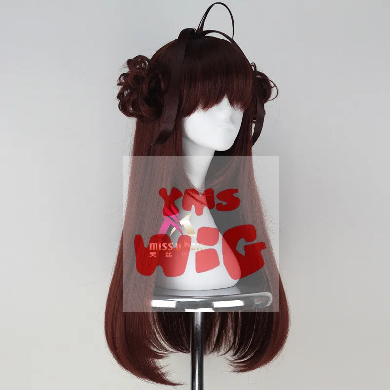 Kantai Collection Косплей Kongou 70 см длинные прямые красновато-каштановые волосы с двумя