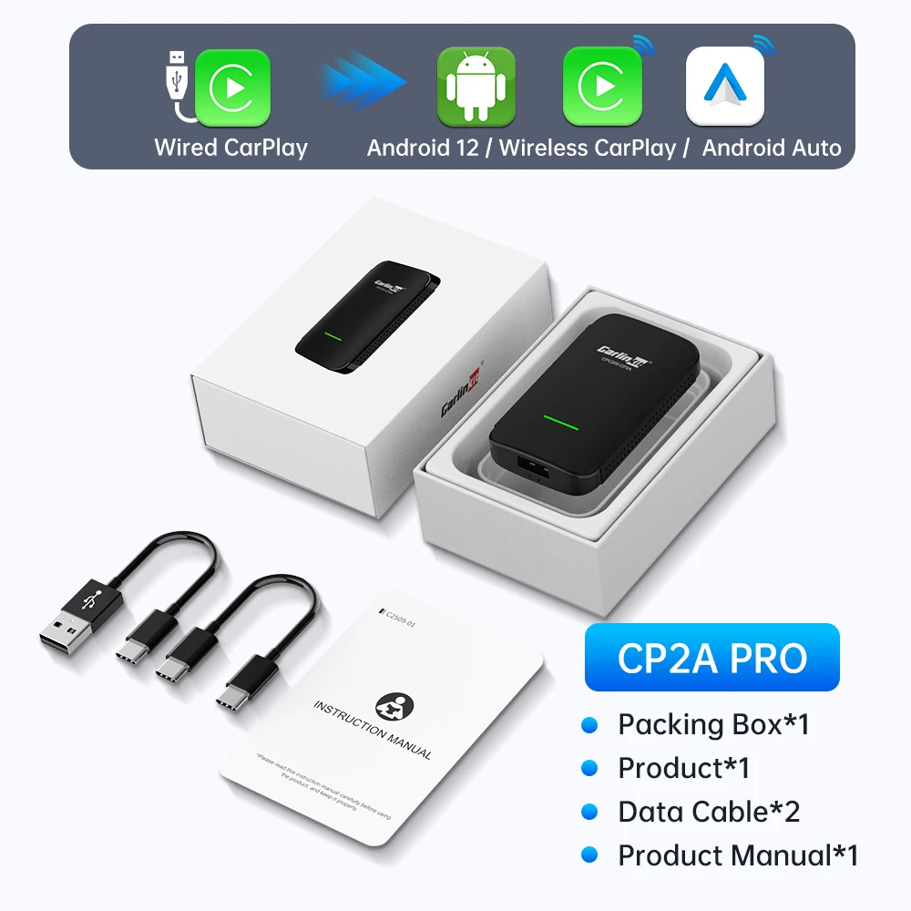 

Беспроводной Адаптер Carlinkit CP2A PRO Для CarPlay И Android Auto С Автоматическим Подключением, AI Box Для 98% OEM-автомобилей