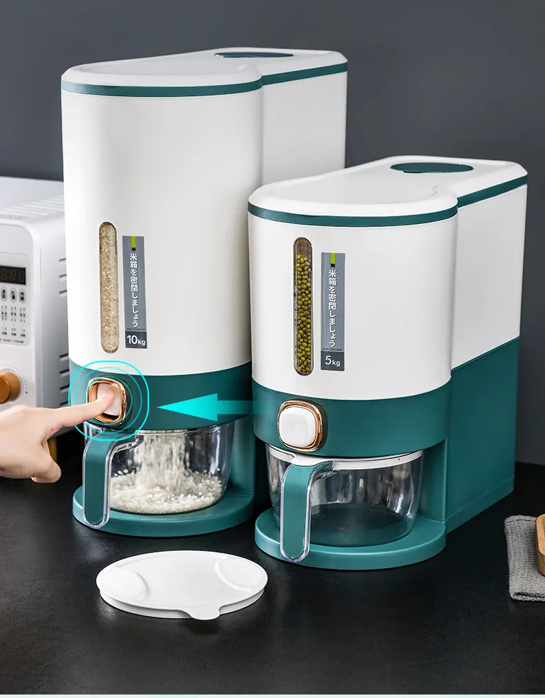 

Japanese Sealed Press Type Large Capacity Rice Bucket Box Insect Proof and Moisture-proof Automatic Rice Storage Box