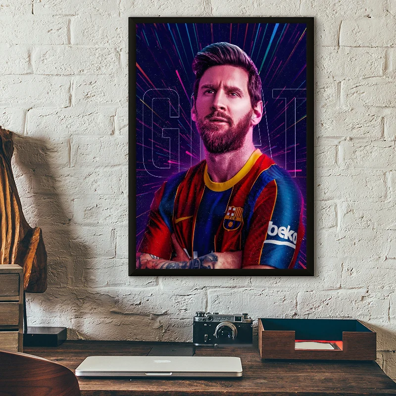 Футболист-M-messi плакат самоклеящаяся художественная водостойкая бумажная