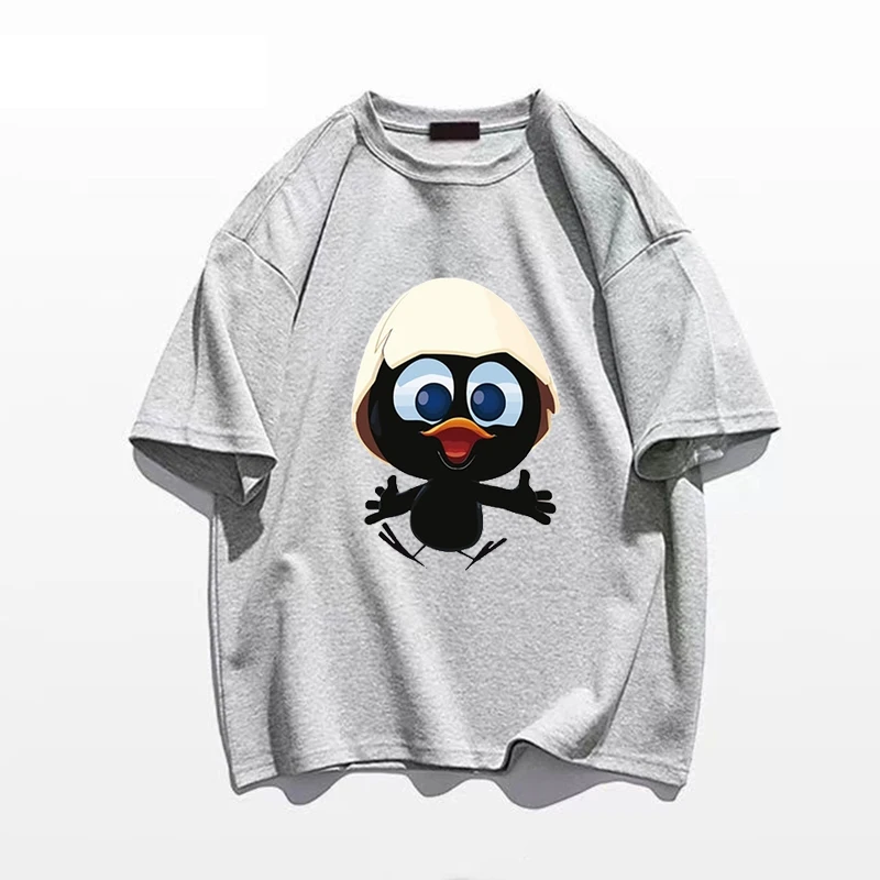 

100% Cotton Men T Shirt Penguin Calimero Print Big Size High Quality Women T-Shirt Cartoon Painted Funny Fashion Vintage Tshirt