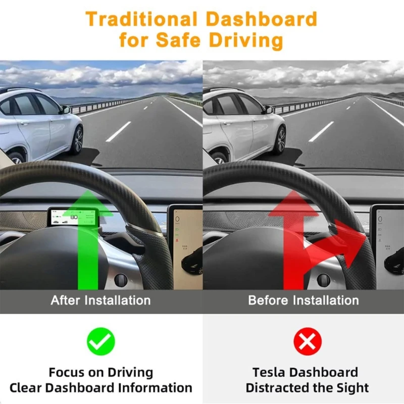 

For Model 3/Y HUD-Head Up Display Digital GPS Speedometer Overspeed Alarm Meter