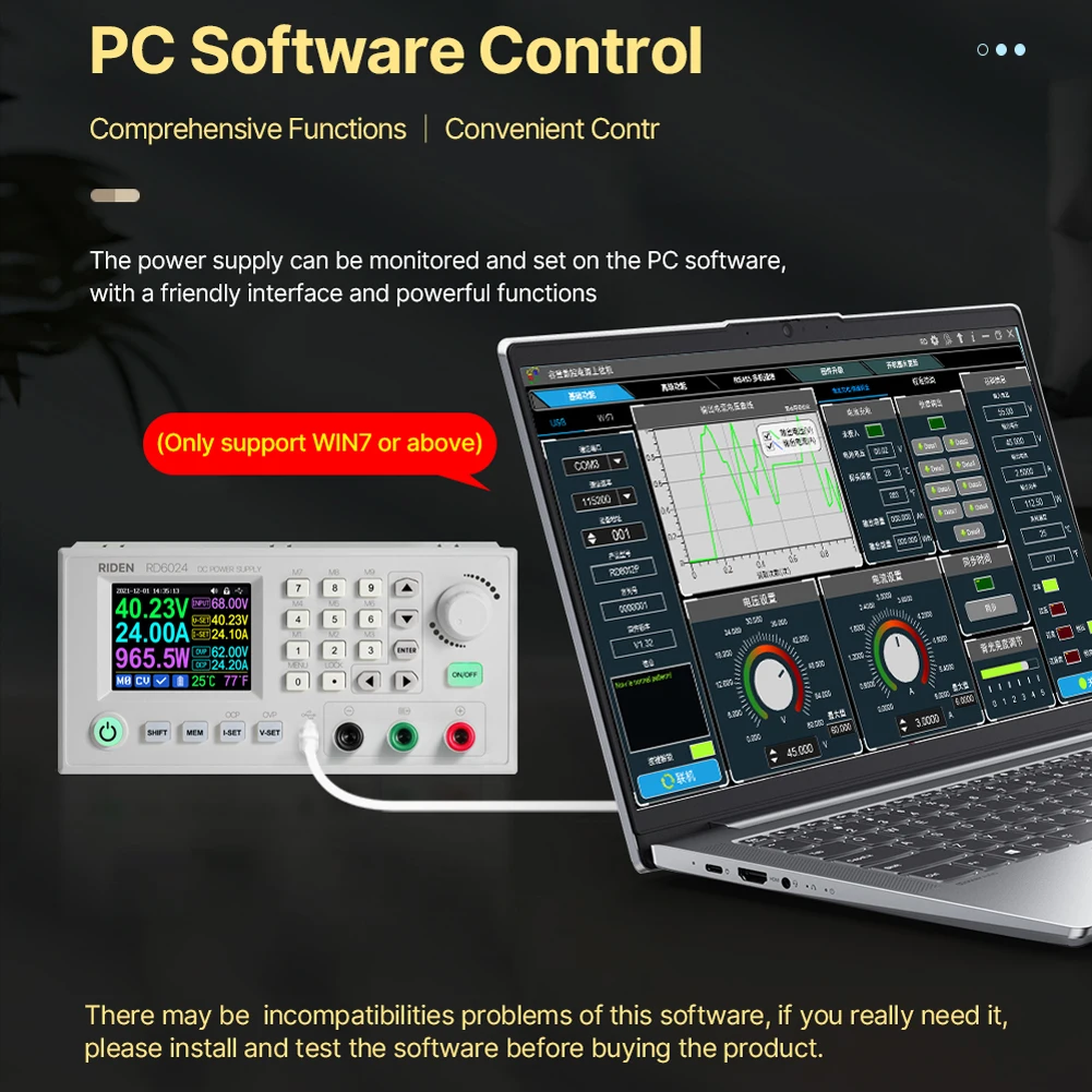 RD6024 RD6018 60 в 24 а USB цветной дисплей экран Постоянный ток регулируемое понижающее