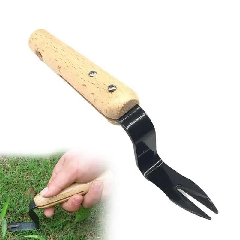 Садовая ручная вилка для копания сорняков с удобной деревянной ручкой стальной
