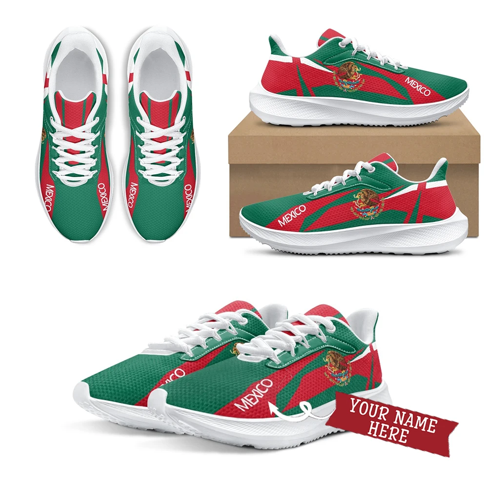 

INSTANTARTS New Style Women's Running Shoes Mexico Flag Design Wear Resistant Platform Shoes Men's Outdoor Soft Tennis Zapatos