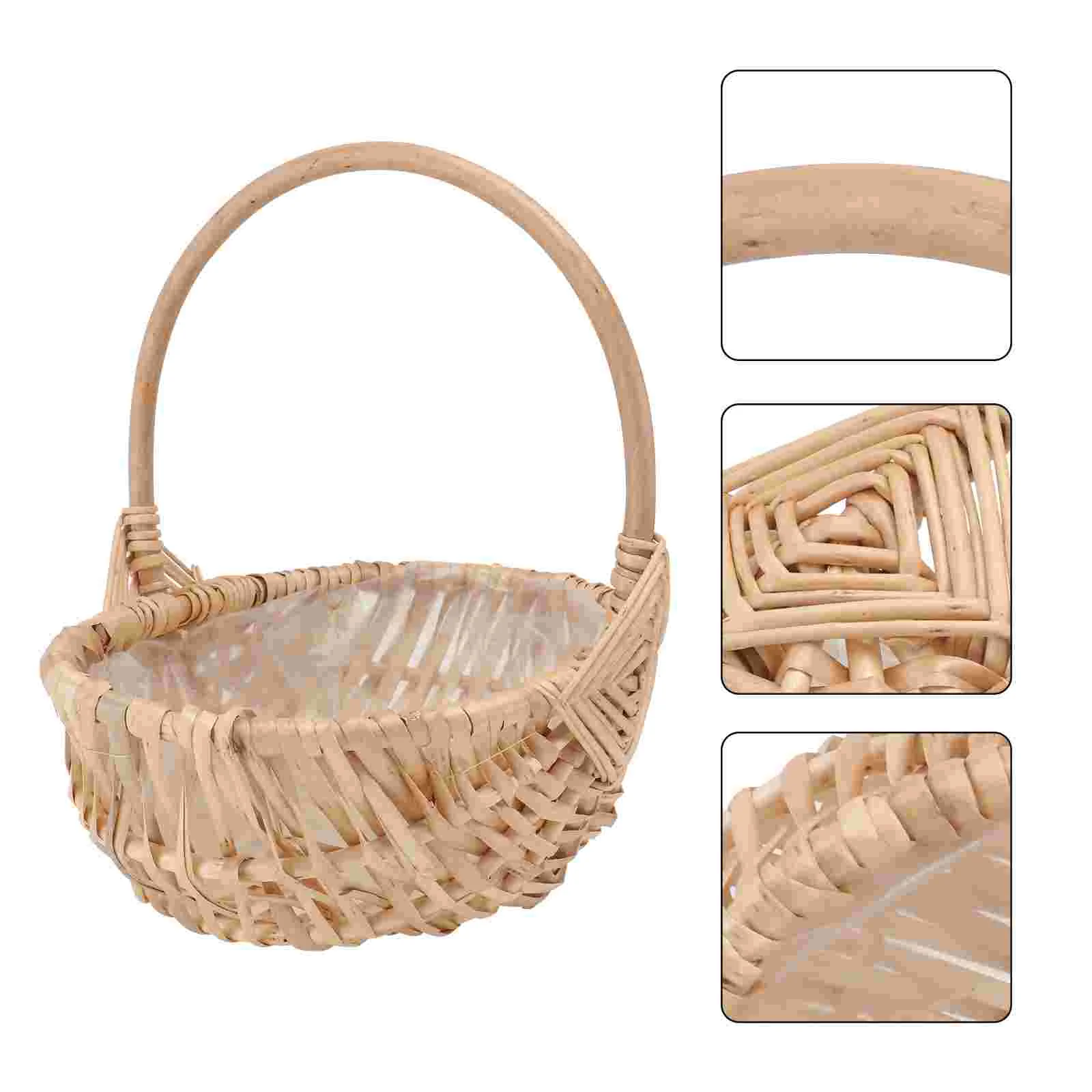

Basket Rattan Storage Wicker Flower Picnic Baskets Hamper Woven Willow Easter Planter Handle Handwoven Bread Fruit Weaving