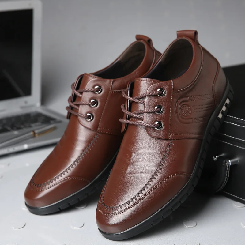 

2022 spring and autumn new men's shoes inner height invisible business casual leather men's single shoes cotton shoes