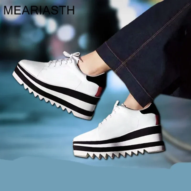 Meariasth/Новые полосатые цветные кроссовки на плоской платформе со звездами женская