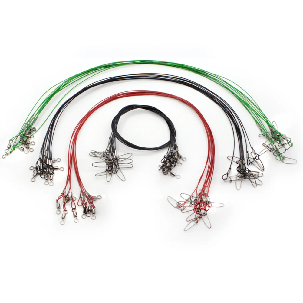 

10PCS 50cm Anti-Bite Steel Fishing Line 50cm Wire Rope With Swivel Accessories Fishing Leader Wire Tackle Pesca Fishing Wire