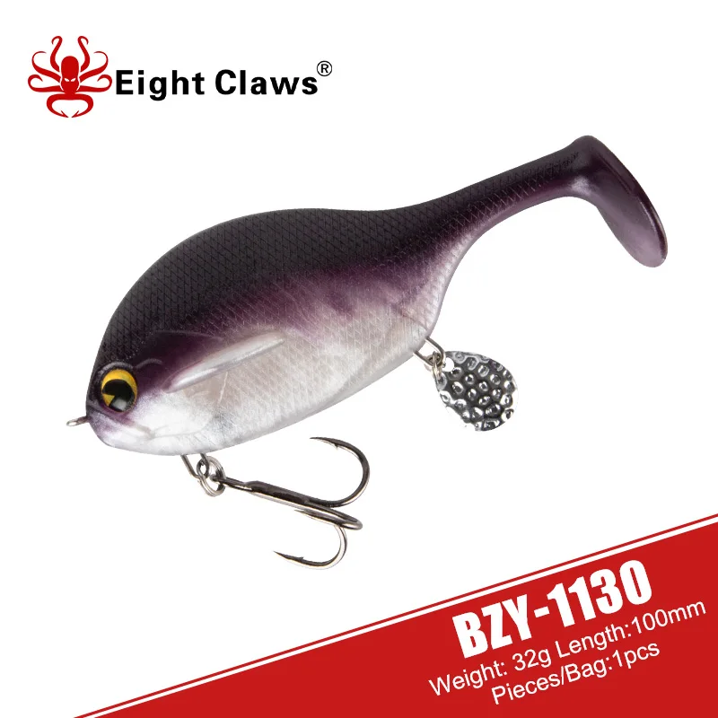 Плавающая приманка рыболовная 100 мм 32 г силиконовая восемь когтей мягкая - купить