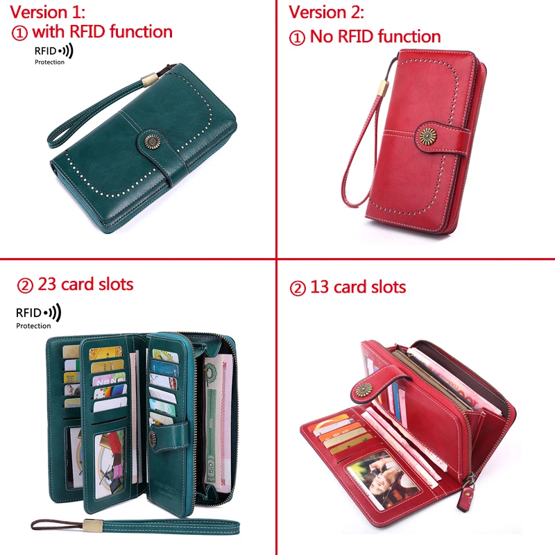 Высококачественный Женский кошелек RFID кожаные кошельки с защитой от кражи для