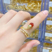wangaiyao new fashion creative personality snake ring men and women ethnic style simple color zodiac opening adjustable ring