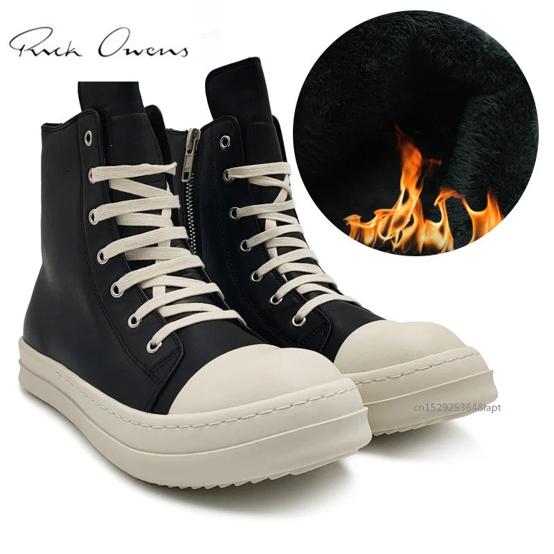 

Очень толстые женские кроссовки Rick Owens Рик оригинальная Мужская обувь боковая молния Высокая прогулочная повседневная обувь парусиновые ботинки Owens