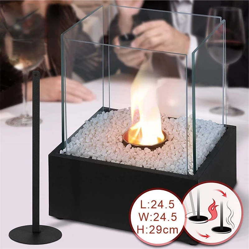 

Home Square Tabletop Carbon Free Stove Outdoor Alcohol Fireplace Portable Heat-resistant Crack Proof Glass Heating Fireplace