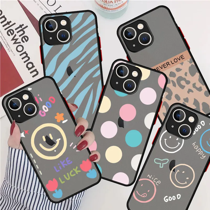 

Полосатый чехол со смайликом для Apple iPhone 14 13 11 12 Pro 7 XR X XS Max 8 Plus 6 6S SE 2022 14Pro, черный матовый чехол для телефона