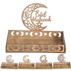 EID Mubarak Луна Звезда деревянные украшения для дома исламский мусульманский декор для вечеринки Kareem подарки лоток для еды Eid Al Adha