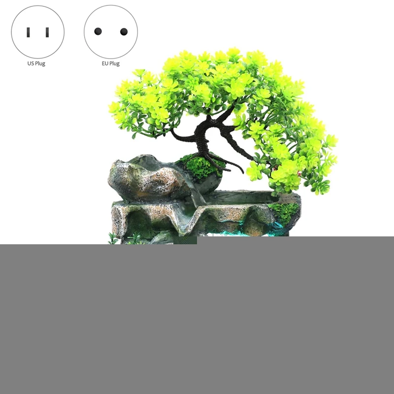 

Indoor Desktop Feng Shui Rockery Fountain Decor Living Room Flowing Water Waterfall Ornament With 7-Color Light