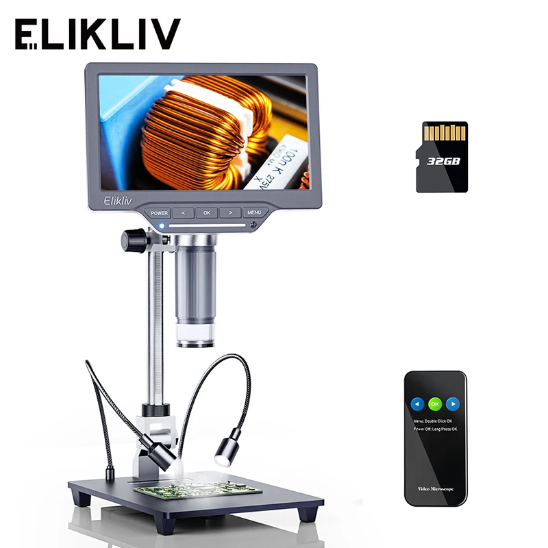 

Elikliv EDM201 SE 7" Digital Microscope IPS Screen 1200X Electronics Repair Soldering Microscope 12MP Coin Magnifier for PC Mac