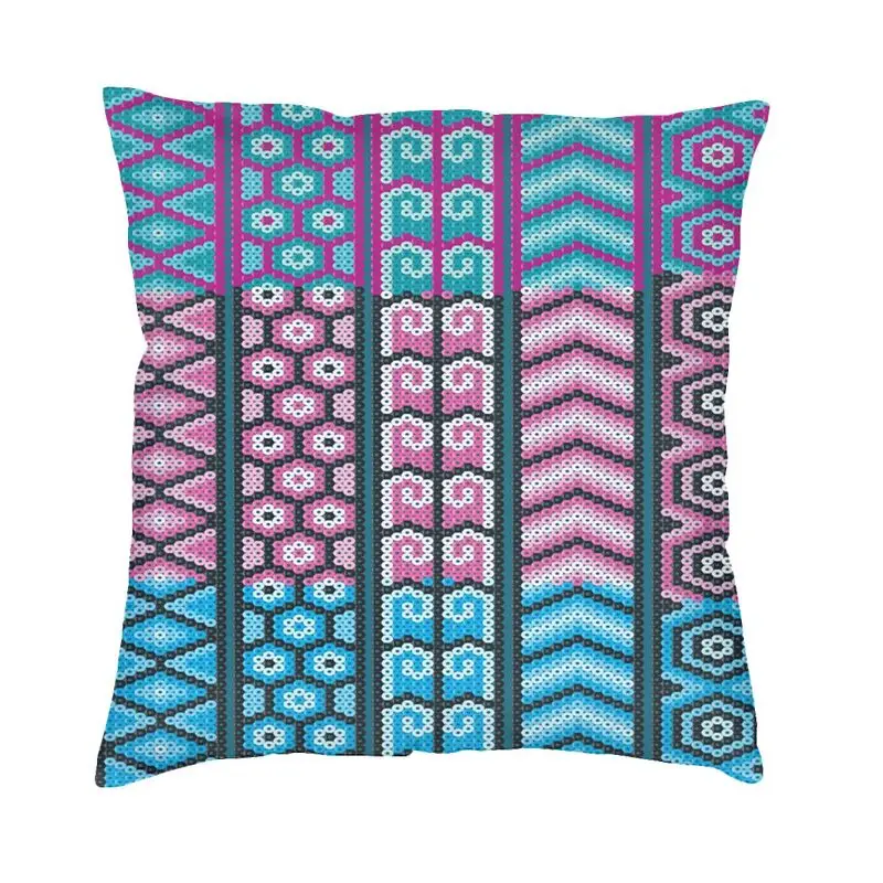 Mexican Huichol Art Colorful Pillow Case 40x40cm Home Decoration Modern Cushion Cover Car Double Sided Print Pillowcase