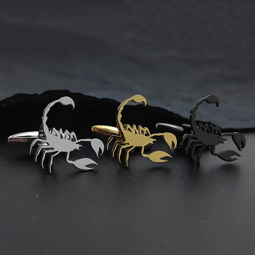 Новые мужские запонки в стиле панк со скорпионом из нержавеющей стали 18K костюм