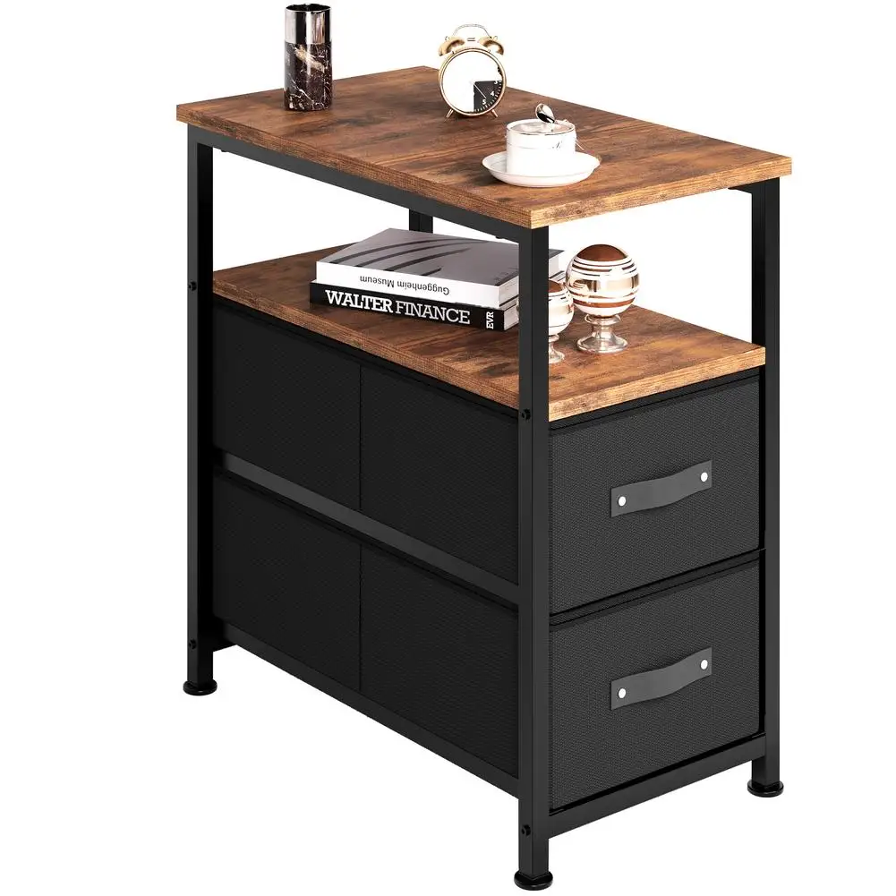 

Narrow Side Table with Drawer and Storage End Table Skinny Nightstand Industrial Bedside Table Furniture for Living Room Bedroom