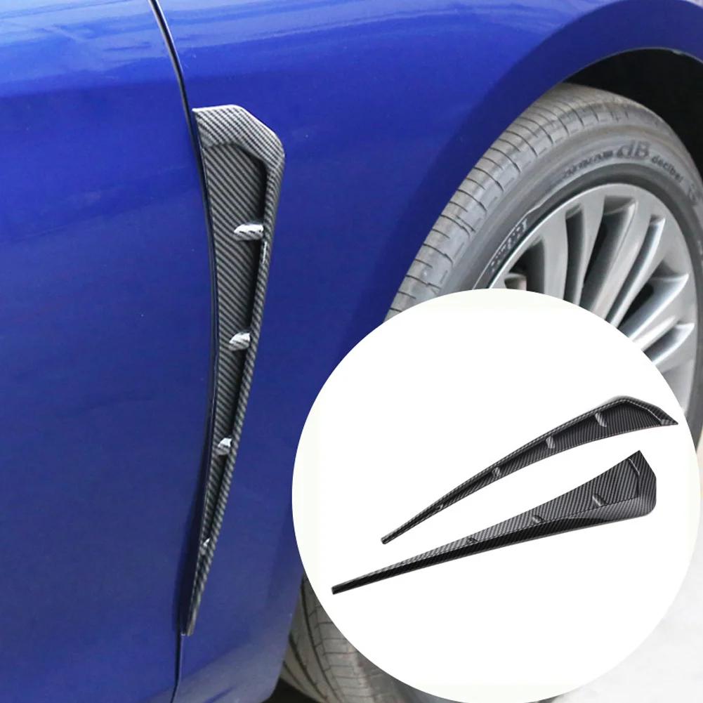 

2pcs/Set Car Side Fender Vent Air Wing Cover Trim Carbon Fiber Hood Decoration Universal Exterior Accessories