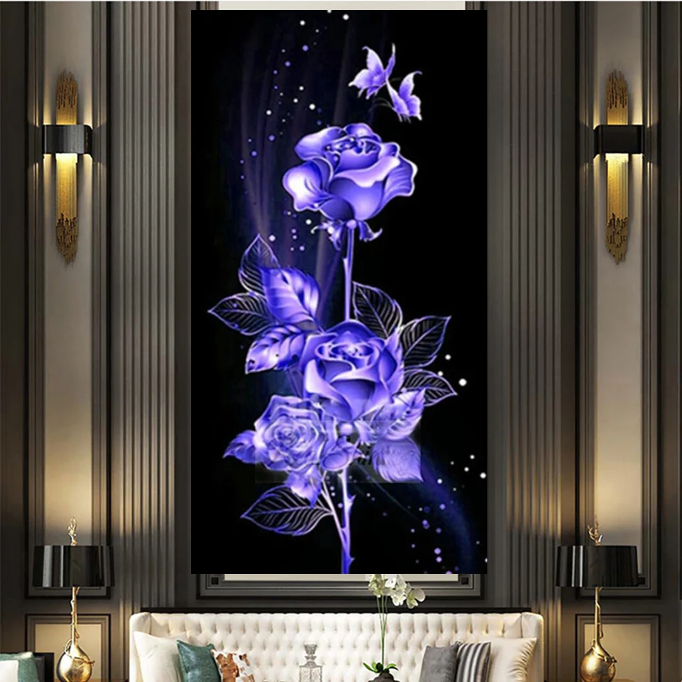 5D DIY алмазная живопись голубая абстрактная настенная искусство Декор крест