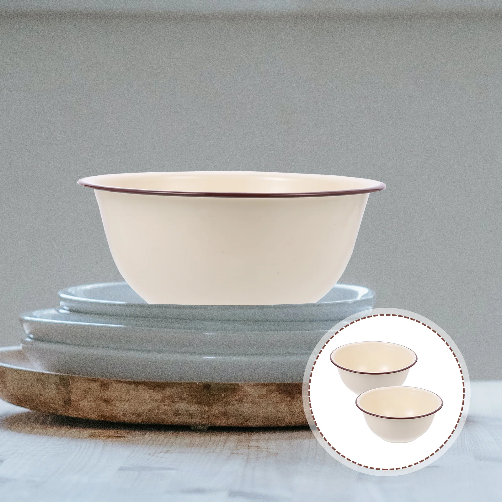 

Enamel Bowl Decorative Soup Basin Vintage Noodle Food Storage Enameled Lard Oil Fruit Container