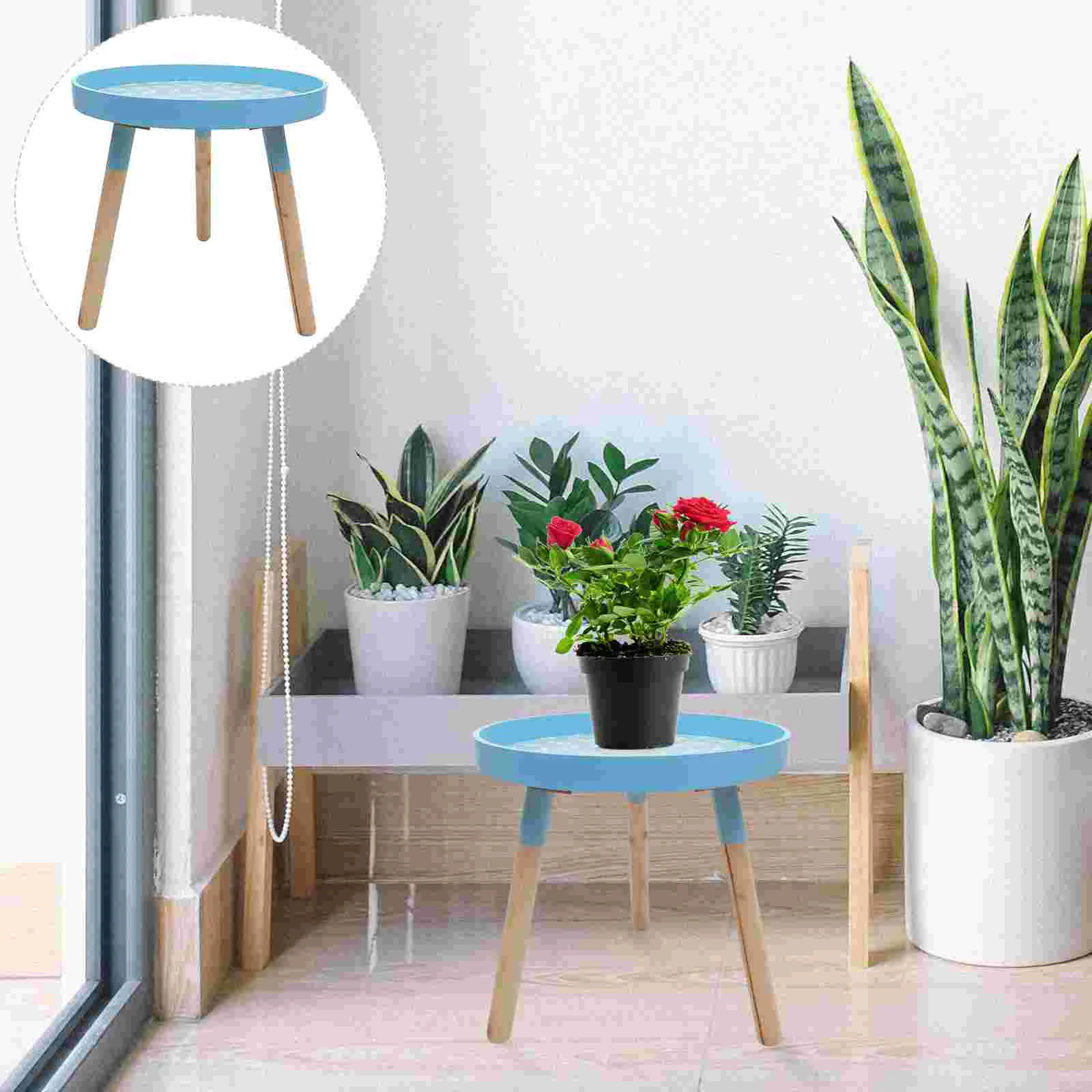 

1pc Decorative Wooden Bedside Table Nordic Mini Tea Table Bedroom Round Desk
