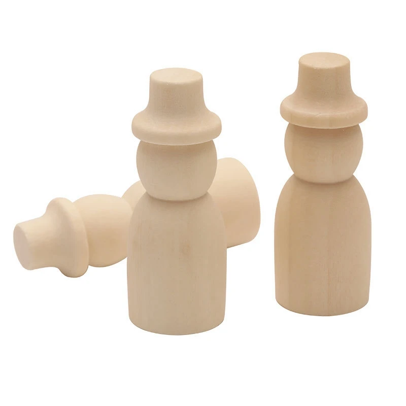 

20 Pcs Of 65MM Wooden Puppets With Hats Decoration Diy Peg Doll Paint Craft Art Unfinished Shapes Nature For Kids