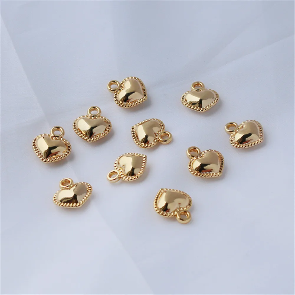 

14k bag gold color preserving press lace double-sided smooth 12mm love shaped pendant diy bracelet necklace hanging pendant