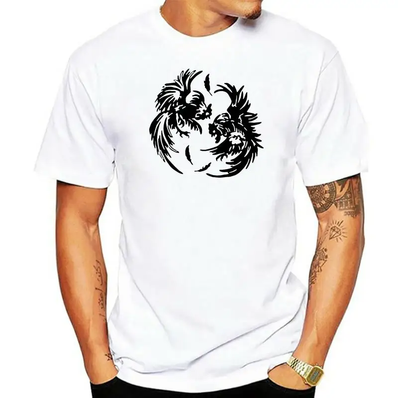 

Men's Print Casual 100% Cotton T-Shirt Popular Personality Men T Shirt Ying Yang Gallos By Rollinlow Black Men Cotton Tee Shirt