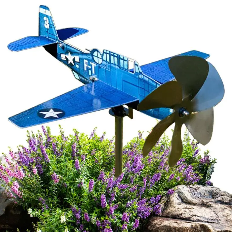 

3D ветровой Спиннер, металлический самолет, лопасть для погоды, наружный индикатор направления ветра на крыше, лопасть для украшения сада